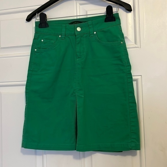 Zara Skirts Zara Kelly Green Jean Skirt Poshmark